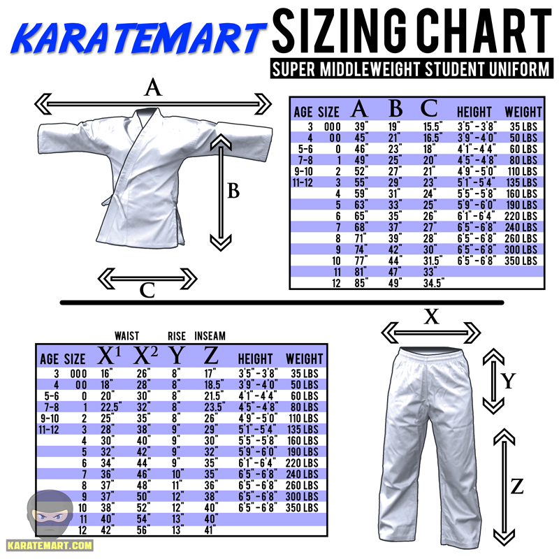 Martial Arts Karate 7.5 oz Light Weight Gi White Kimono Black Pants Team  Uniform Set (000) - Walmart.com