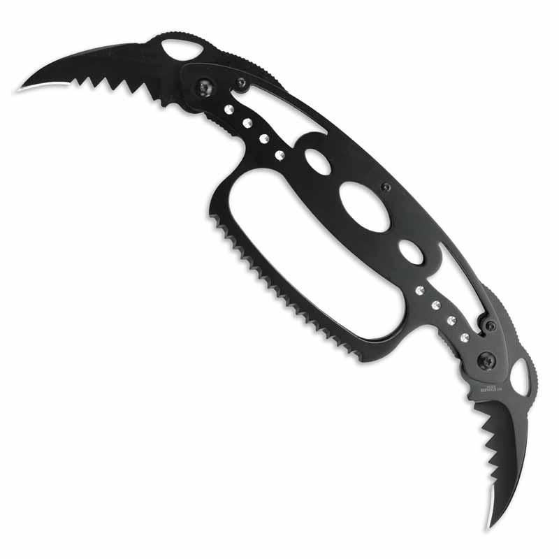  Dark Twin Blade Knife - Double Edge Folding Pocket