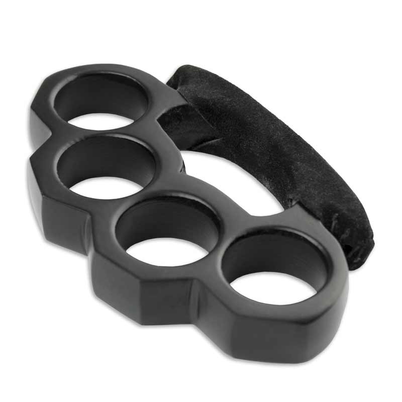 Black Leather Wrapped Knuckles - Padded Knuckle Duster - Thick Black Steel  Knuckles