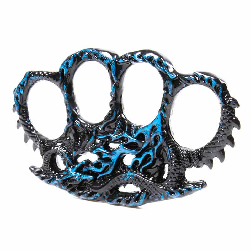 Blue Dragon Knuckle Duster - Dragon Fire Brass Knuckles - Fantasy Fist Load  Weapon