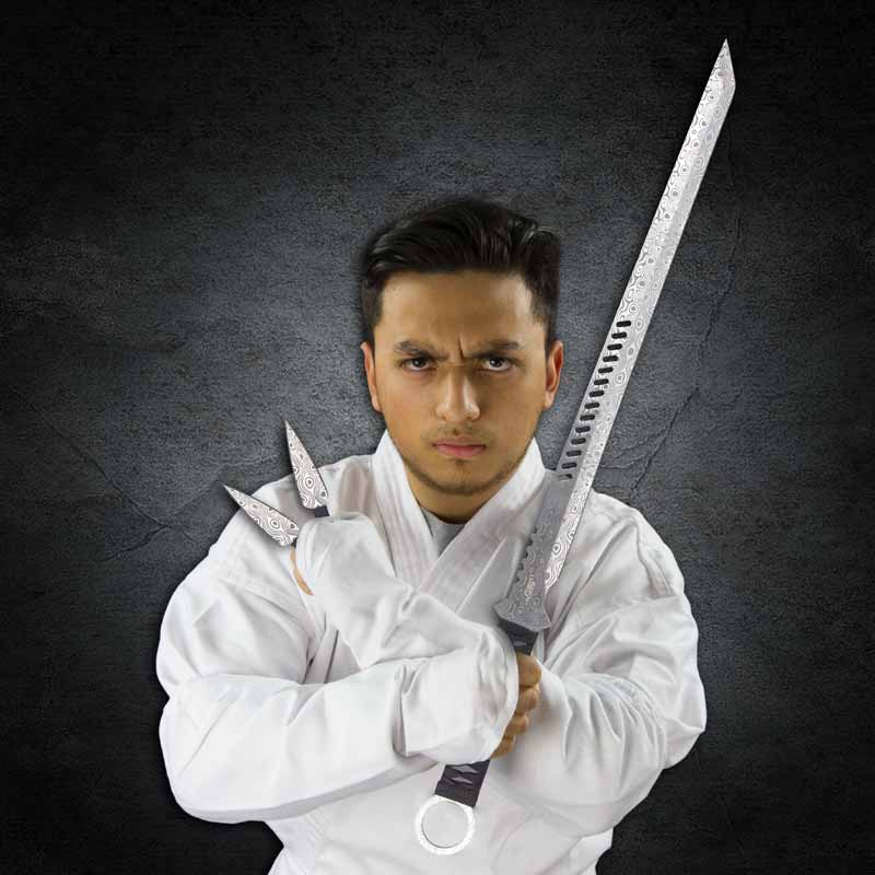 12 Pc 6 Ninja Tactical Combat Ninjutsu Kunai Throwing Knife Set w/ Sheath