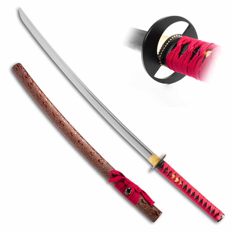 Dragon Fire Katana - Red Snakeskin Katanas - Dragon Scales Samurai ...