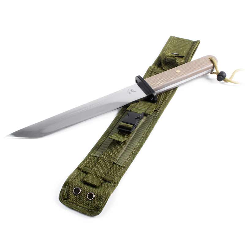 Full-Tang Tactical Knife - Tan Military Survival Knives - Fixed Blade  Desert Combat Tanto