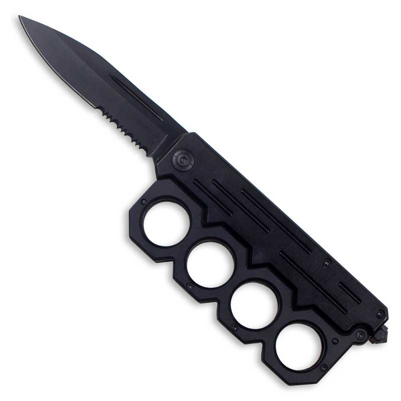 Black Hidden Blade Knuckles - Claw Knife Knuckle Duster - Hidden Knife Brass  Knuckles