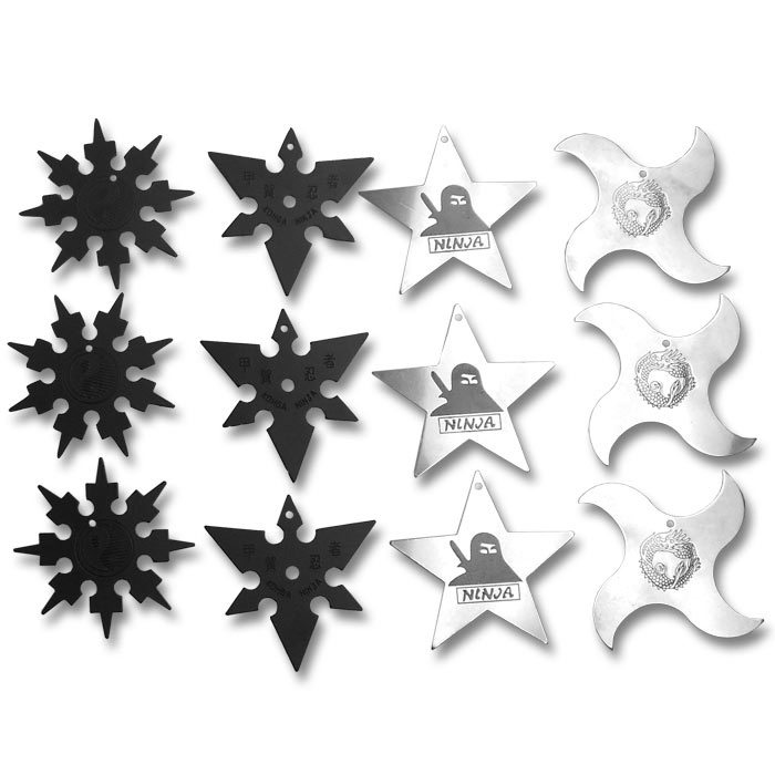 Ornamental Ninja Star Set - Decorative Shuriken Sets - Throwing Star  Display Pack