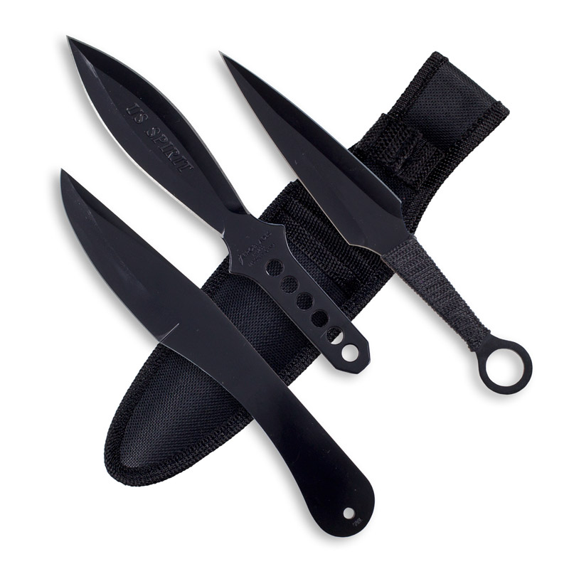 Pitch Black Throwing Knives - Multipack Variety Throwers - Black Weapons