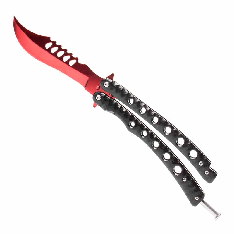 Red Blade Curved Balisong - Red Blade Butterfly Knife - Tactical Curved  Balisong