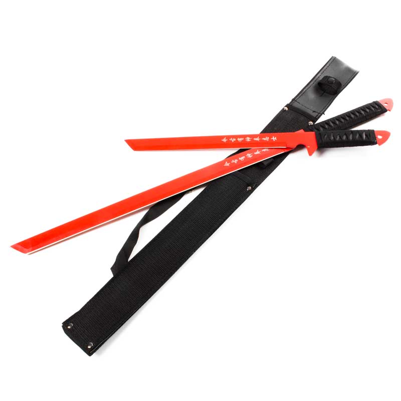 Red Fury Ninja Swords - Red Ninja Short Sword Set - Steel Ninjato Wakizashi  | KarateMart.com