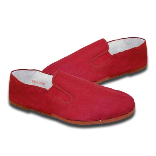 Red Rubber Kung Fu Shoes - Red Canvas 