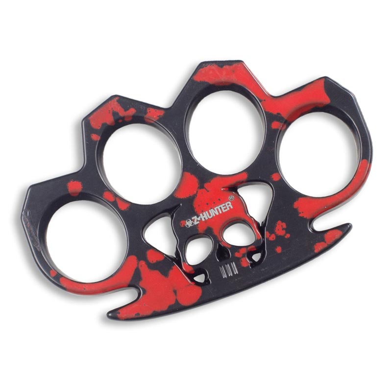 Red Skull Knuckle Duster - Black and Red Brass Knuckles - Fist Loading  Weapons