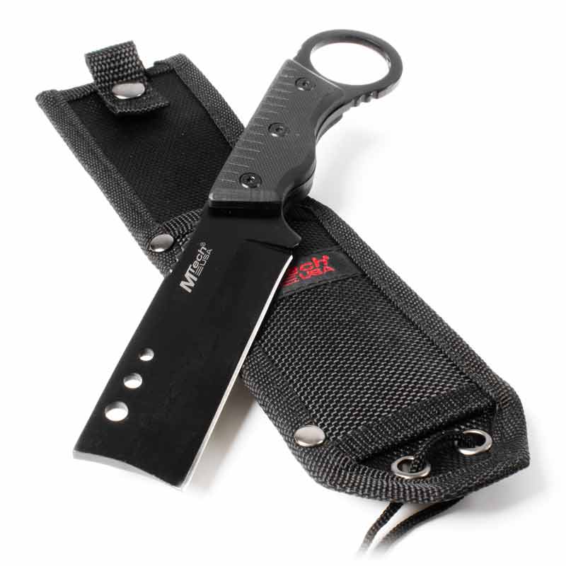 Stealth Cleaver Knife - 8 Inch Black Tactical Cleaver - Rectangle Blade  Fixed Survival Knives