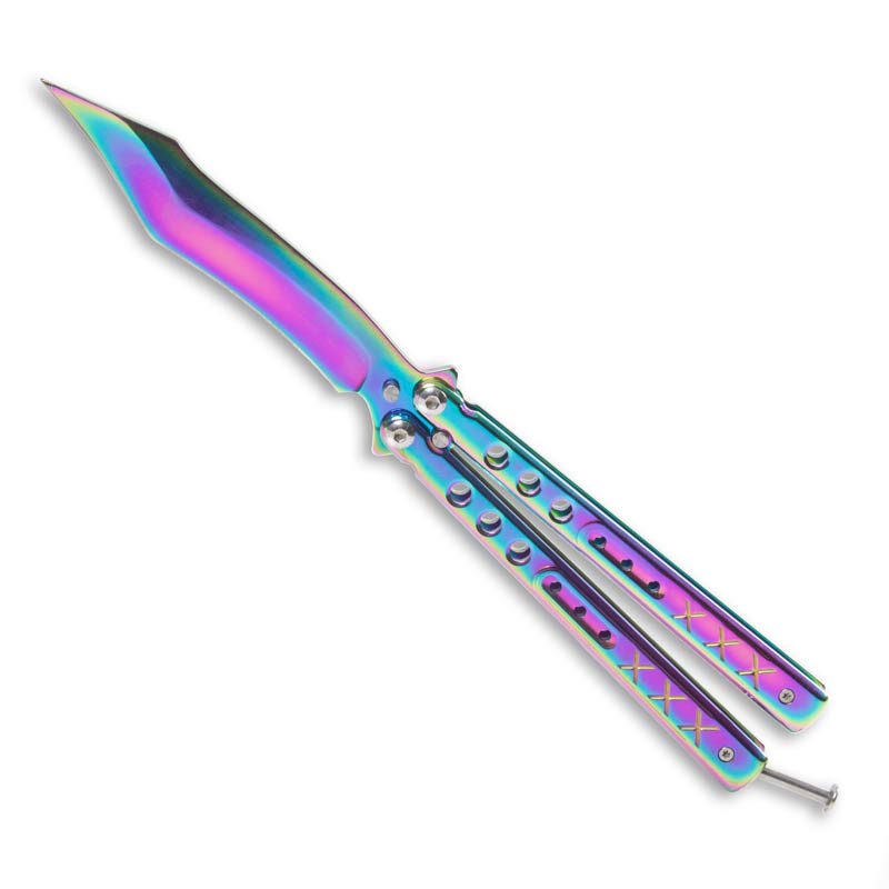 Unicorn Claw Butterfly Knife - Rainbow Balisong Knives - Sharp Steel  Rainbow Balisongs