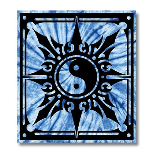 Yin Yang Wall Tapestry - Blue Yin Yang Wall Hanging - Martial Arts